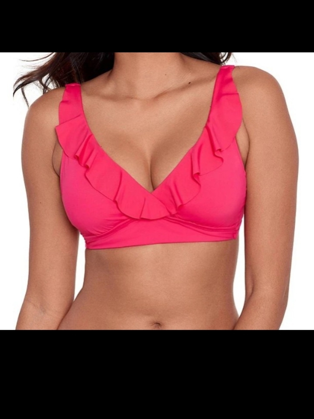 Lauren Ralph Lauren Hot Pink Ruffled Bikini Top